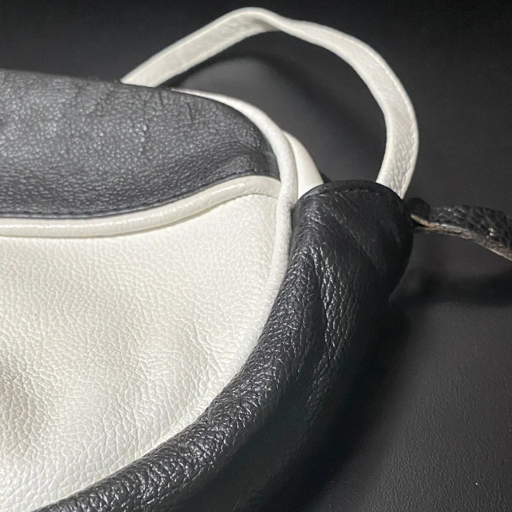 Vintage Black and White Women's leather Crossbody Bag